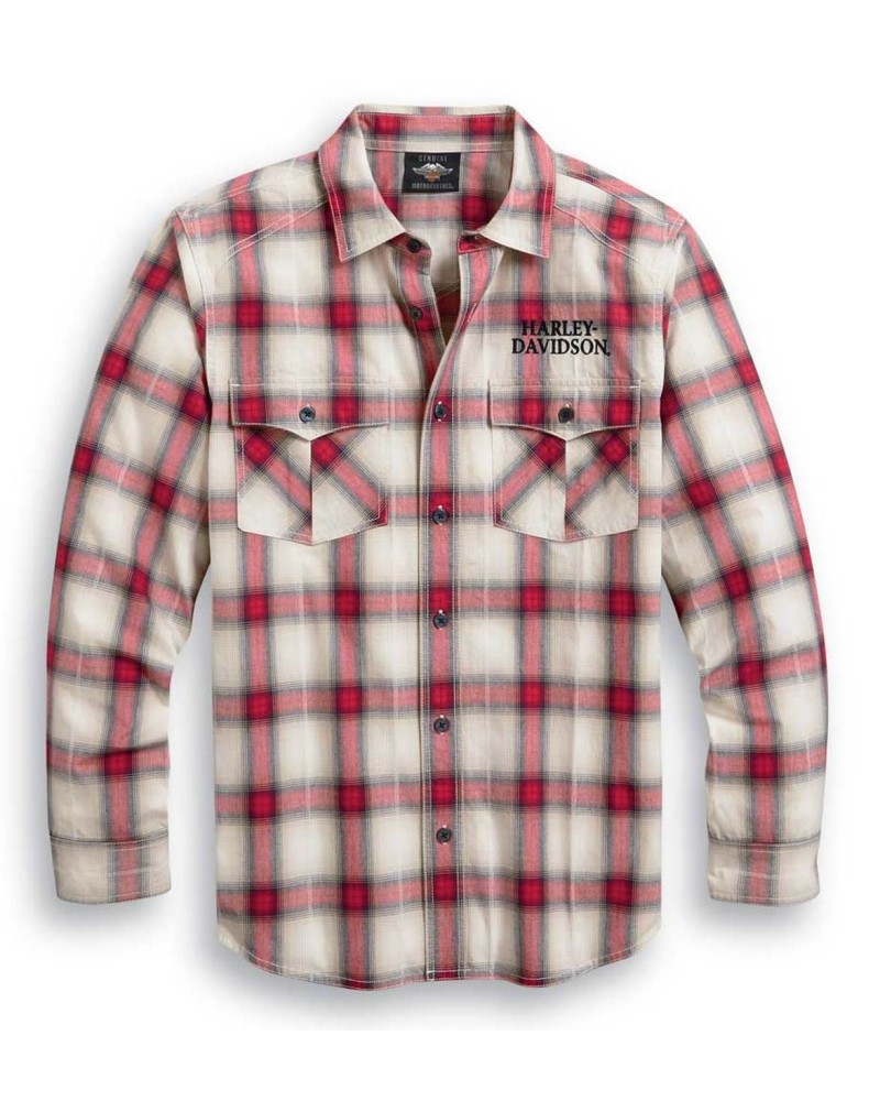 Harley-Davidson Hommes Freedom manches longues Button Front Plaid Shirt 99010-20VM