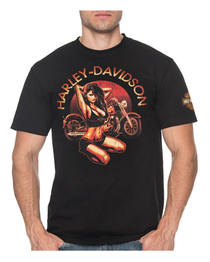 Harley-Davidson Hommes Candy Pin-Up col rond manches courtes T-Shirt - Noir 30297444