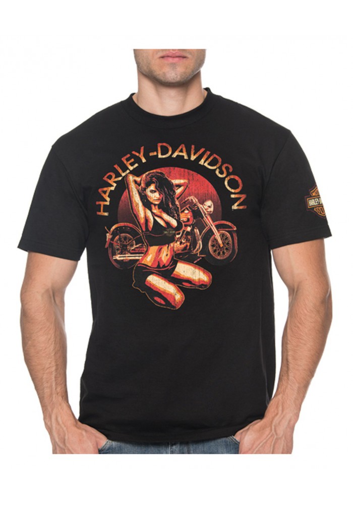 Harley-Davidson Hommes Candy Pin-Up col rond manches courtes T-Shirt - Noir 30297444