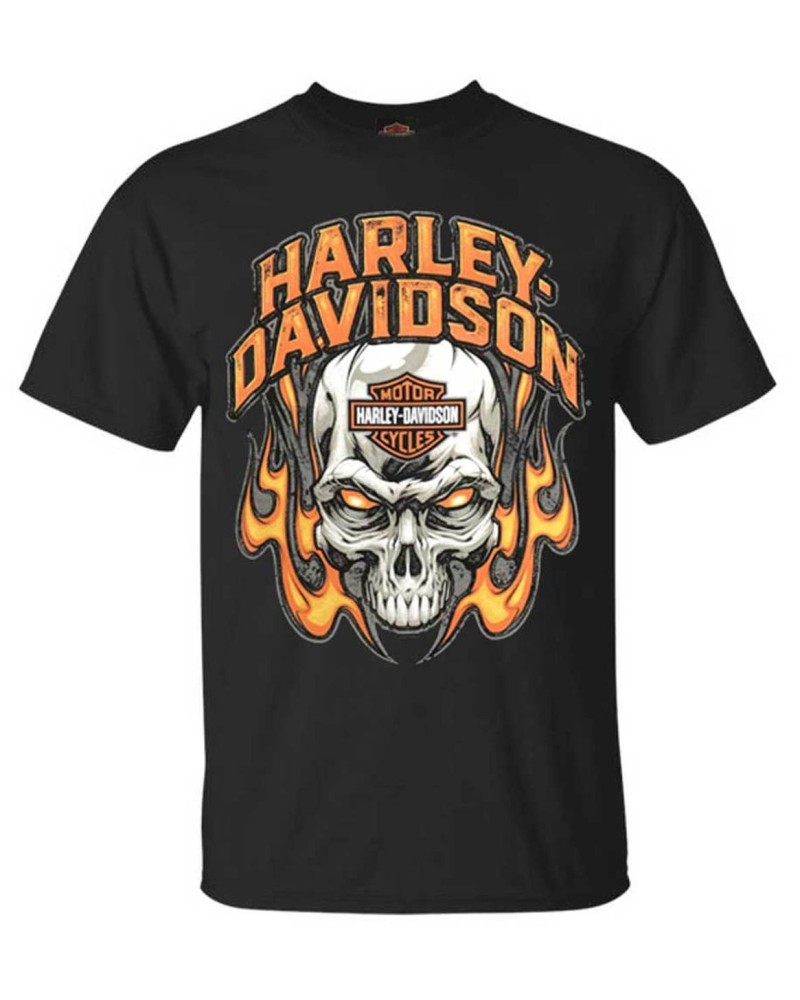 Harley-Davidson Hommes Toasty Flaming Skull col rond manches courtes T-Shirt  Noir 30297449