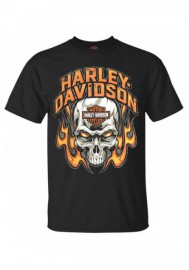Harley-Davidson Hommes Toasty Flaming Skull col rond manches courtes T-Shirt Noir 30297449