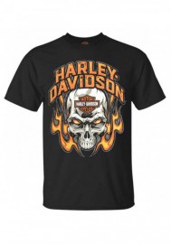 Harley-Davidson Hommes Toasty Flaming Skull col rond manches courtes T-Shirt  Noir 30297449