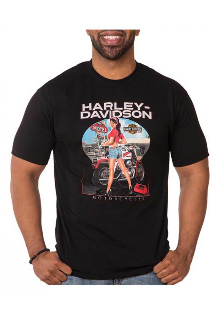Harley-Davidson Hommes Mechanic Pin-Up col rond manches courtes T-Shirt - Noir 30298726
