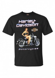 Harley-Davidson Hommes Noir Top Pin-Up Cotton manches courtes T-Shirt - Noir 30292309