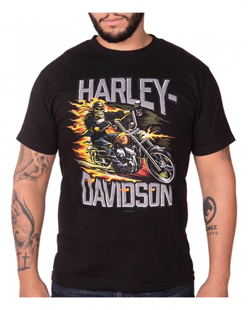 Harley-Davidson Hommes Mean & Lean Biker manches courtes All-Cotton T-Shirt - Noir 30298717