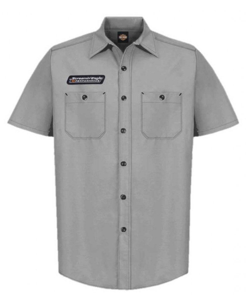 Harley-Davidson Hommes Screamin' Eagle Contrast Stitch Woven Shop Short - Gray ST8SB