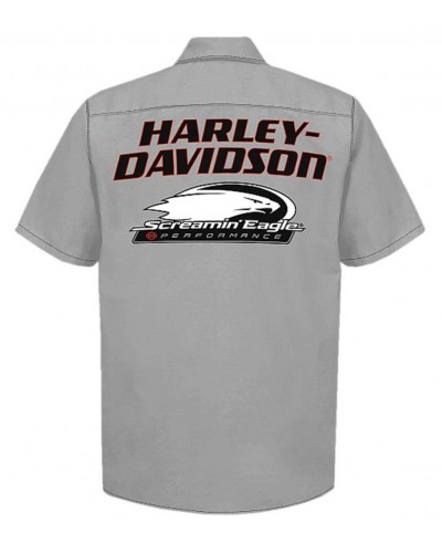 Harley-Davidson Hommes Screamin' Eagle Contrast Stitch Woven Shop Short - Gray ST8SB