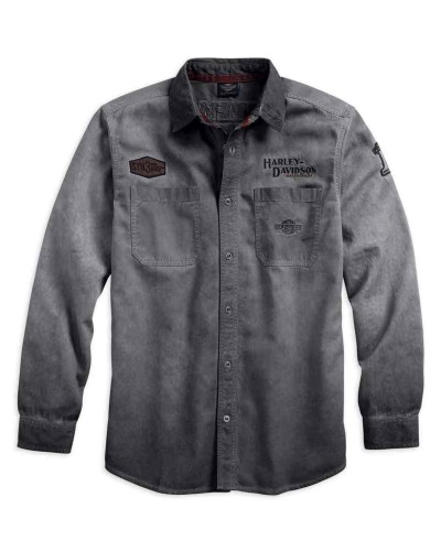 Harley-Davidson Hommes Iron Block manches longues Woven Shirt  Gray 99020-17VM