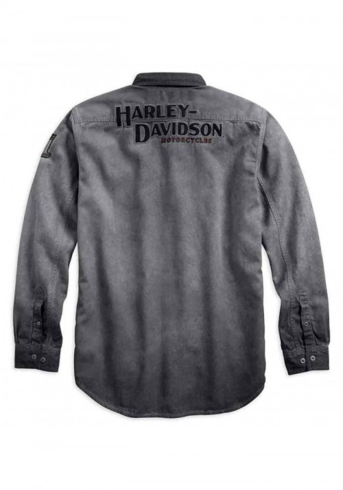 Harley-Davidson Hommes Iron Block manches longues Woven Shirt  Gray 99020-17VM