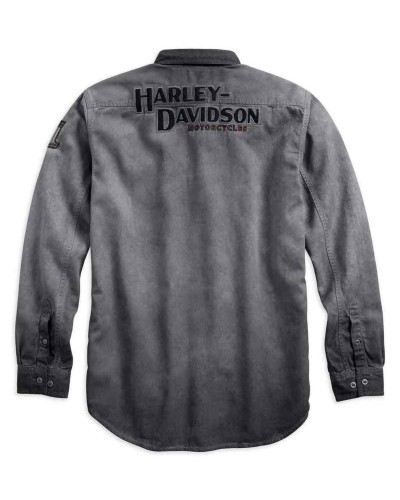 Harley-Davidson Hommes Iron Block manches longues Woven Shirt  Gray 99020-17VM