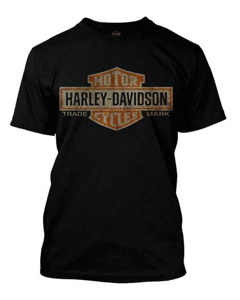 Harley-Davidson Hommes Distressed Elongated Bar & Shield Noir T-Shirt 30296553