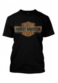 Harley-Davidson Hommes Distressed Elongated Bar & Shield Noir T-Shirt 30296553