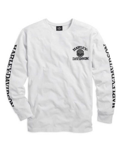 Harley-Davidson Hommes Willie G. Skull manches longues Tee Shirt White 99092-14VM