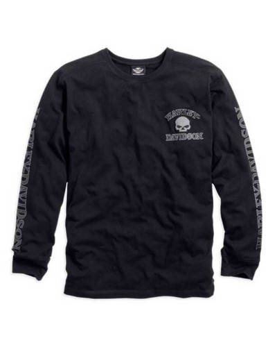 Harley-Davidson Hommes Willie G. Skull manches longues Tee Shirt Noir 99091-14VM