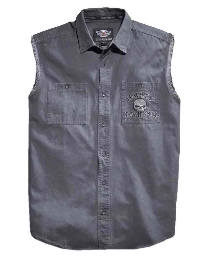 Harley-Davidson Hommes Willie G Skull Sleeveless Blowout Shirt  Gray 99029-17VM
