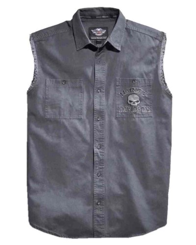 Harley-Davidson Hommes Willie G Skull Sleeveless Blowout Shirt  Gray 99029-17VM