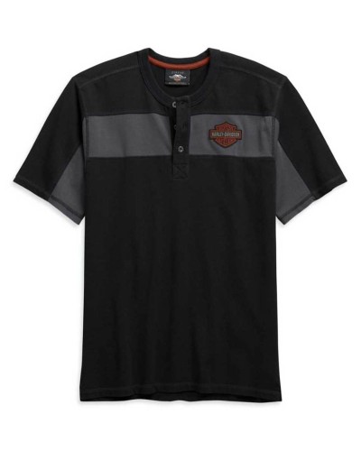Harley-Davidson Hommes Copperblock manches courtes Henley Shirt - Noir 99082-20VM