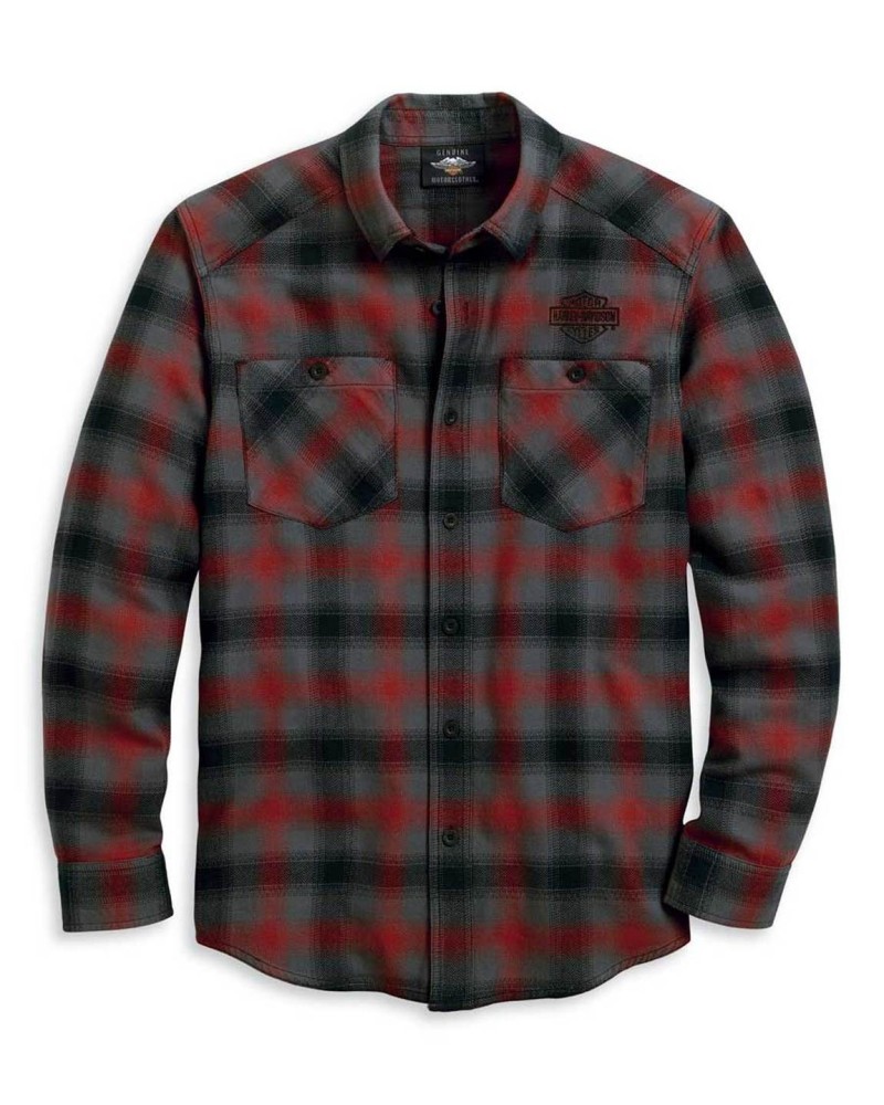 Harley-Davidson Hommes Herringbone manches longues Plaid Woven Shirt 96122-20VM