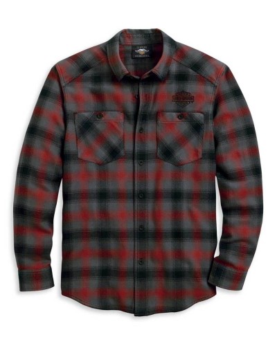 Harley-Davidson Hommes Herringbone manches longues Plaid Woven Shirt 96122-20VM