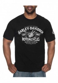 Harley-Davidson Hommes Distressed Wave All-Cotton manches courtes T-Shirt  Noir 30297431