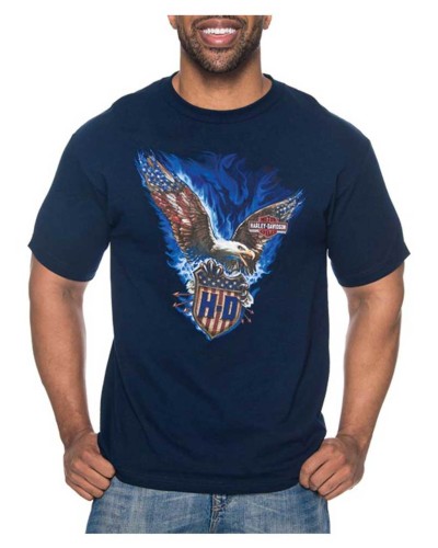 Harley-Davidson Hommes Vicious Eagle All-Cotton manches courtes T-Shirt - Navy 30297436
