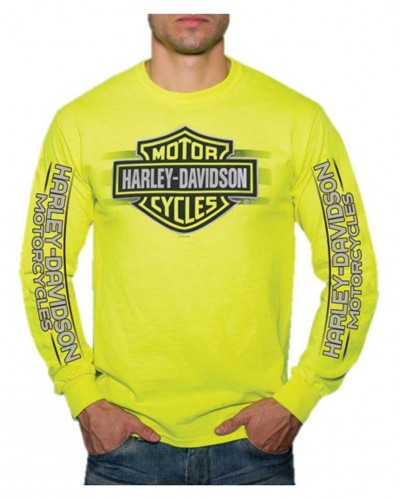 Harley-Davidson Hommes Ruthless Bar &amp; Shield manches longues Shirt - Safety Green 30297460