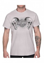 Harley-Davidson Hommes Duo Skulls B&S manches courtes All-Cotton T-Shirt  Gray 30292399