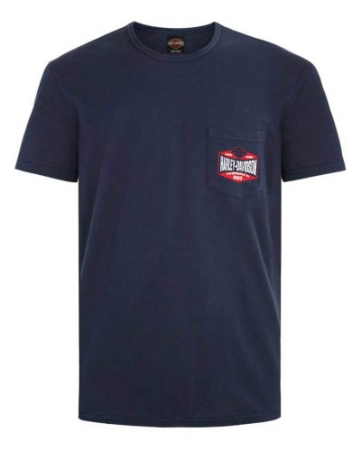 Harley-Davidson Hommes Take Over H-D Chest Pocket manches courtes T-Shirt - Navy 30298752