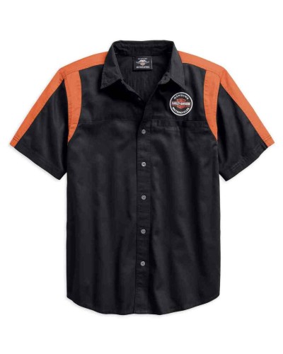 Harley-Davidson Hommes Genuine Oil Can Colorblocked Woven Shirt 99066-18VM