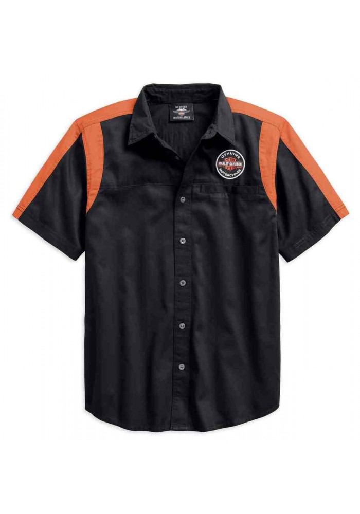 Harley-Davidson Hommes Genuine Oil Can Colorblocked Woven Shirt 99066-18VM