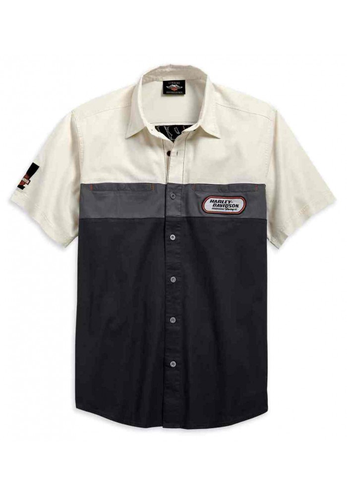 Harley-Davidson Hommes Racing Colorblocked manches courtes Woven Shirt 99166-19VM