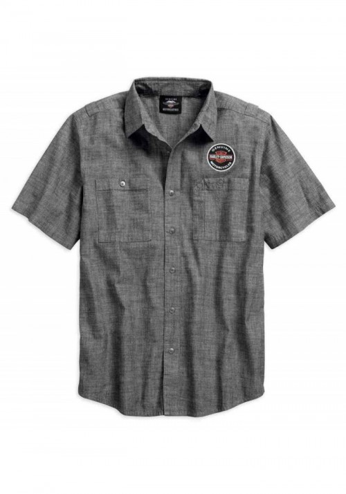 Harley-Davidson Hommes Genuine Oil Can manches courtes Woven Shirt 99068-18VM