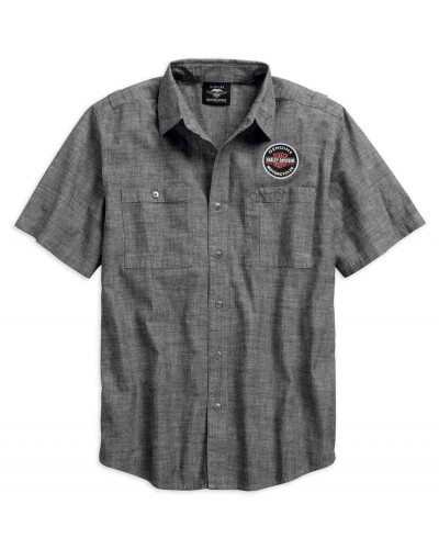 Harley-Davidson Hommes Genuine Oil Can manches courtes Woven Shirt 99068-18VM