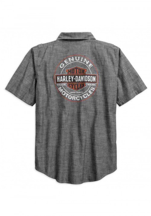 Harley-Davidson Hommes Genuine Oil Can manches courtes Woven Shirt 99068-18VM