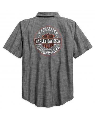 Harley-Davidson Hommes Genuine Oil Can manches courtes Woven Shirt 99068-18VM