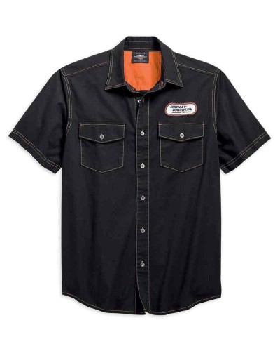 Harley-Davidson Hommes H-D Racing manches courtes Woven Shirt  Noir 99165-19VM