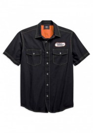 Harley-Davidson Hommes H-D Racing manches courtes Woven Shirt  Noir 99165-19VM