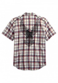 Harley-Davidson Hommes Upright Eagle manches courtes Plaid Woven Shirt 99266-19VM