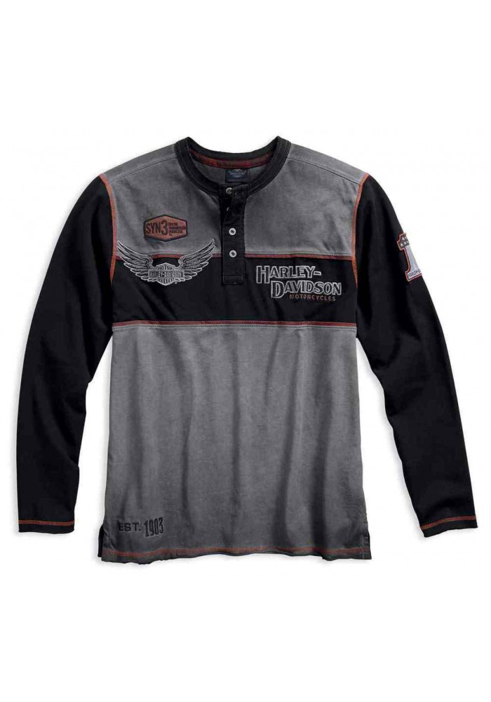 Harley-Davidson Hommes Iron Block Colorblocked manches longues Henley 99007-17VM