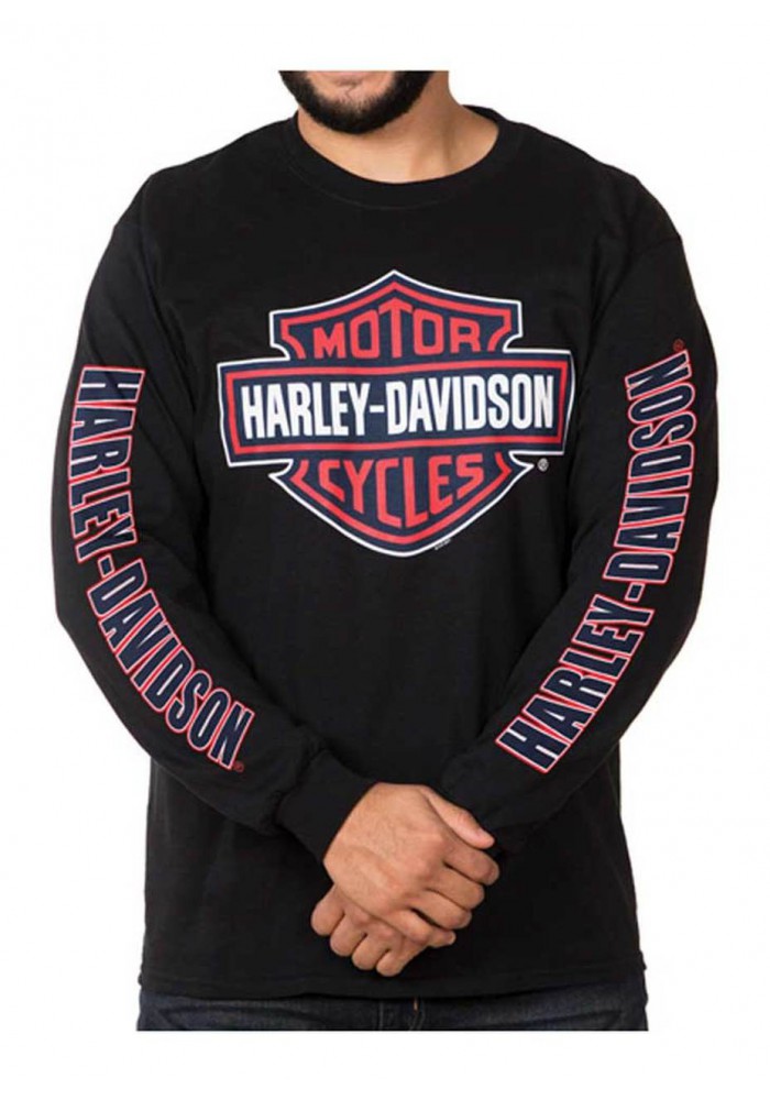 Harley-Davidson Hommes RWB Bar & Shield manches longues col rond Shirt - Noir 30298764