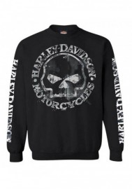 Harley-Davidson Hommes Willie G Skull Sweatshirt Noir Crew Pullover 30296649