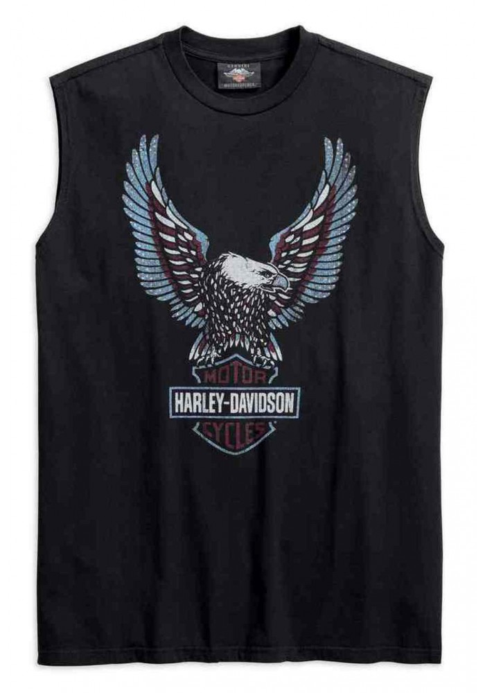 Harley-Davidson Hommes Distressed Upright Eagle Sleeveless Tee Shirt - Noir 99267-19VM