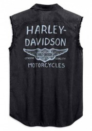 Harley-Davidson Hommes Winged B&S Logo Sleeveless Blowout Tee Shirt Noir 99157-19VM