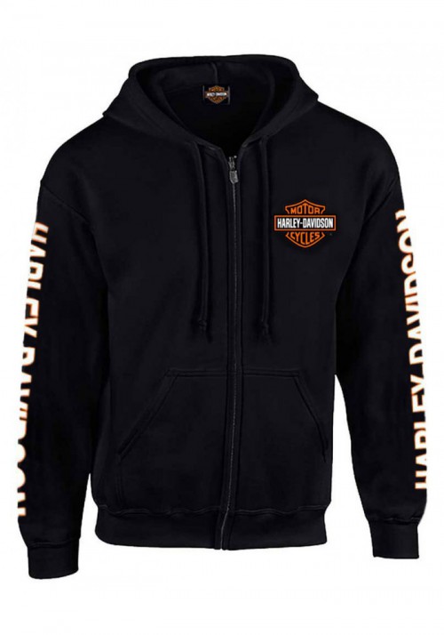 Harley-Davidson Hommes à capuche Sweatshirt  Bar & Shield Zip Noir Sweat à capuche 30299142