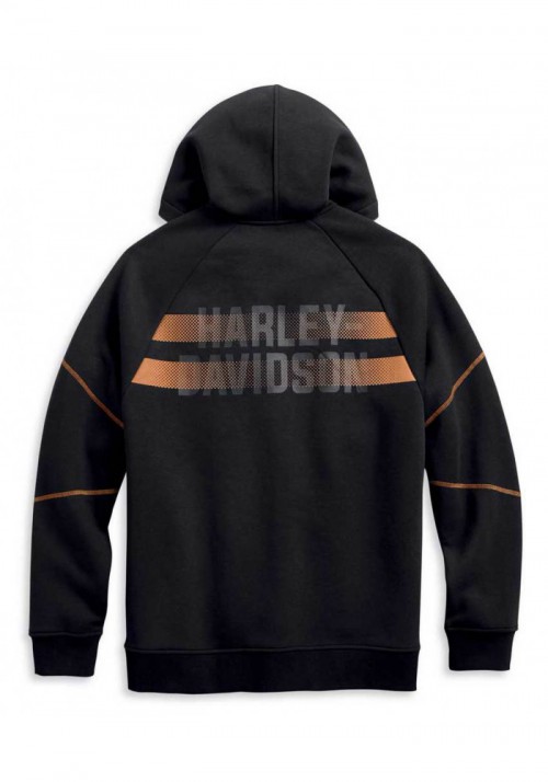 Harley-Davidson Hommes Dual Orange Stripe Pullover Sweat à capuche - Noir 96161-20VM