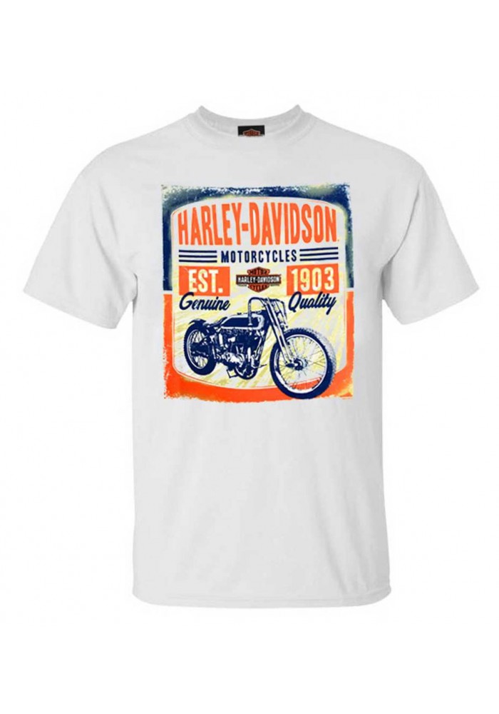 Harley-Davidson Hommes Vintage Track manches courtes col rond T-Shirt White 30297420