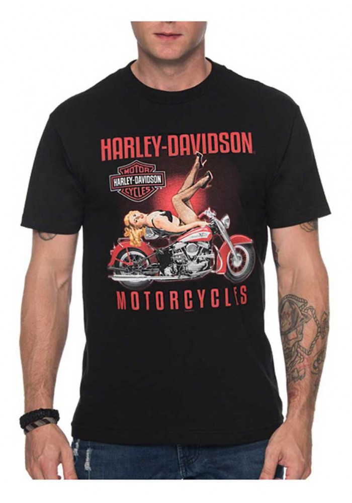 Harley-Davidson Hommes Demeanor Pin-Up manches courtes col rond T-Shirt Noir 30297434