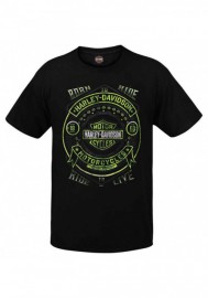 Harley-Davidson Hommes Born Ride Neon manches courtes col rond T-Shirt Noir R002596