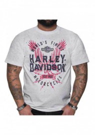 Harley-Davidson Hommes Impression col rond manches courtes Poly-Blend Tee Shirt - Gray 30292386
