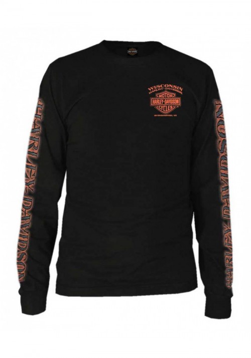 Harley-Davidson Hommes Eagle Piston manches longues Crew Shirt  Noir 30299947